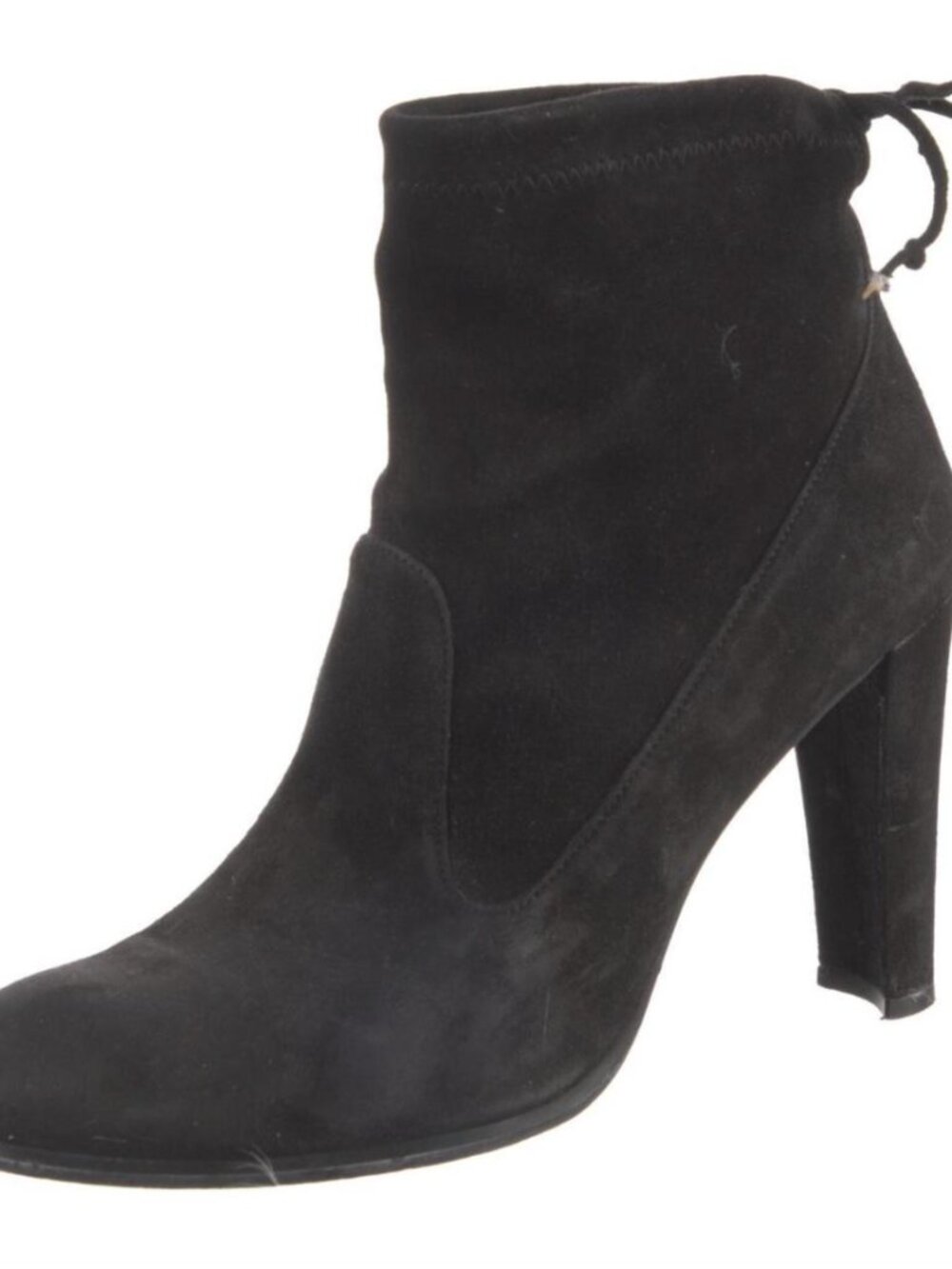 Stuart Weitzman Perfection Bootie Black Suede Heeled Boot Bow Tie Ankle 7